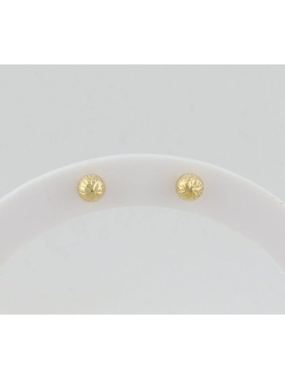 14k Yellow Gold 5mm Diamond Cut Ball Bead Earrings Stud Post 3/16"
